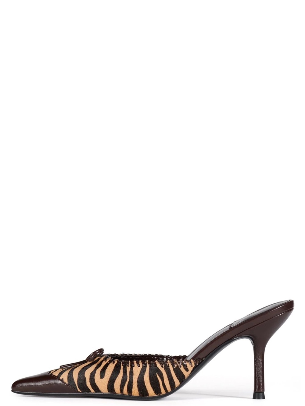 Jeffrey Campbell Clara B-F Tan Brown Zebra-Print Pointed Mule Heel $195 Nib - Picture 2 of 13